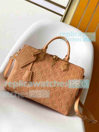 Copy L--V Monogram Speedy Soft 30 Arizona Beige Women Handbag